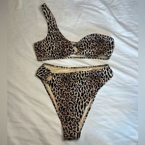 Pacsun LA Hearts leopard bikini set, Small top, high waisted XS bottom